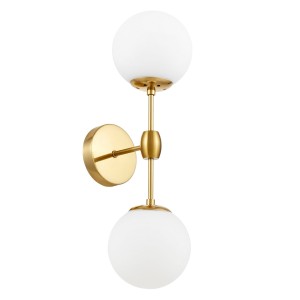 Lumina Deco Lampa Ścienna Kinkiet Loftowy Mosiężno-Biały Zodiak W2