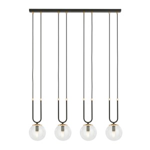 Glam 4 Black/Transparent 1114/4 Lampa Wisząca Szklane Klosze Glamour