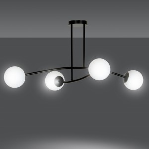 Halldor 4 Black 1024/4 Oryginalna Lampa Sufitowa Czarna Loft Szklane Mleczne Klosze