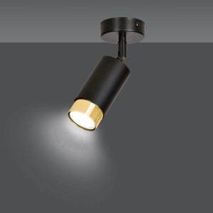 Hiro 1 Black-Gold 965/1 Nowoczesny Regulowany Spot Led Sufitowy Czarno Złoty