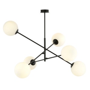 Linear 6 Black/Opal 1169/6 Lampa Sufitowa Żyrandol Nowoczesny Klosze