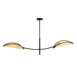 Lotus 2 Black/Rattan 1108/2 Lampa Sufitowa Żyrandol Oryginalny Design Abażury