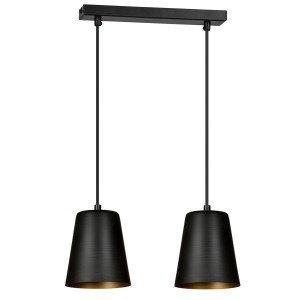Milga 2 Black-Gold 415/2 Nowoczesna Lampa Wisząca Czarna Środek Złoty