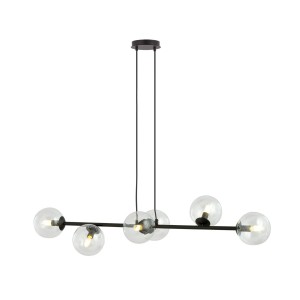 Rossi 6 Bl Transparent 874/6 Lampa Sufitowa Wisząca Czarna Transparentne Klosze