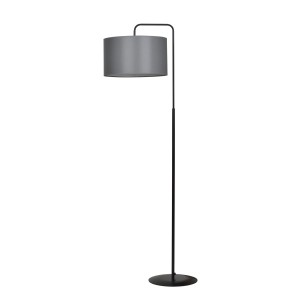 Trapo Lp1 Black / Gray 570/3 Lampa Podłogowa Czarna Duży Szary Abażur