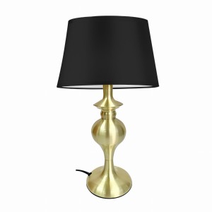 PRIMA GOLD LAMPA GABINETOWA ZŁOTY SATYNOWY 1X60 E27 ABAŻUR CZARNY