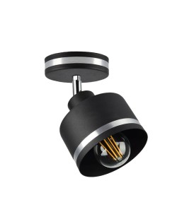 WAMA LAMPA KINKIET CZARNY 1X40W E27 KLOSZ CZARNY+SREBRNY