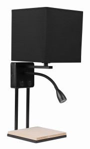 THEO LAMPA KINKIET ZŁOTY 1X40W E14 ABAŻUR CZARNY Z WŁĄCZNIKIEM