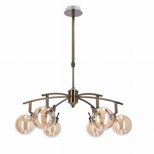 Lampa wisząca Candellux Lentini patynowa z bursztynowym kloszem 6×G9