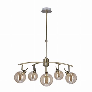 Lampa wisząca patynowy, klosz bursztynowy 5xG9 35-16331 - Candellux Lighting