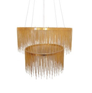 Fontanna Gold Avenue podwójny żyrandol zlote łańcuszki Ø80 cm + Ø60cm