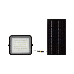 Projektor LED Solarny V-TAC 80W Pilot, AUTO, Timer, IP65 Czarny VT-80W 6400K 800lm 2 Lata Gwarancji