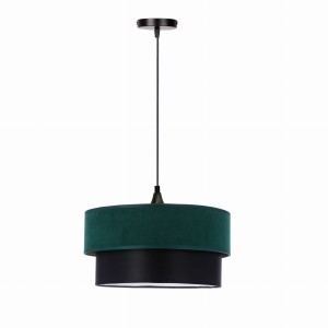 Lampa wisząca Candellux Solanto czarna z zielono-złotym i czarnym abażurem 1×E27