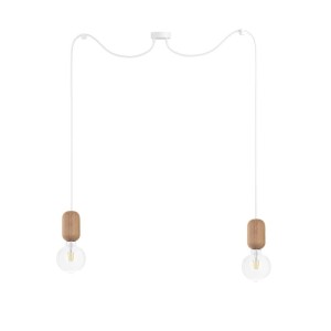 Drewniana lampa sufitowa Loft Barille 2 E27 lampa wisząca typu pająk KOLOROWE KABLE