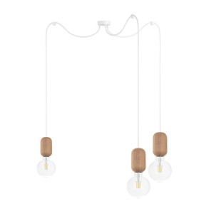 Drewniana lampa sufitowa Loft Barille 3 E27 lampa wisząca typu pająk KOLOROWE KABLE