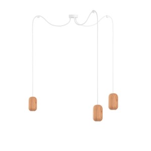 Drewniana lampa sufitowa Loft Barille 3 GU10 lampa wisząca typu pająk KOLOROWE KABLE
