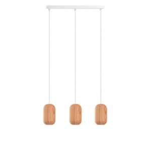 Drewniana lampa sufitowa Loft Barille 3L GU10 lampa wisząca na listwie KOLOROWE KABLE