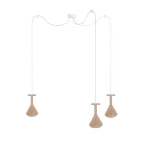 Drewniana lampa sufitowa Loft Cono 3 GU10 lampa wisząca typu pająk KOLOROWE KABLE