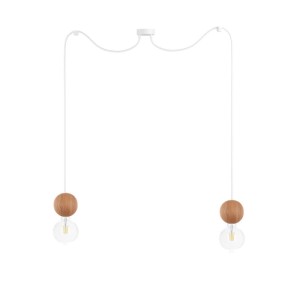 Drewniana lampa sufitowa Loft Sferni 2 E27 lampa wisząca typu pająk KOLOROWE KABLE