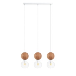 Drewniana lampa sufitowa Loft Sferni 3L E27 lampa wisząca na listwie KOLOROWE KABLE