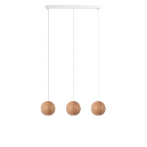 Drewniana lampa sufitowa Loft Sferni 3L GU10 lampa wisząca na listwie KOLOROWE KABLE
