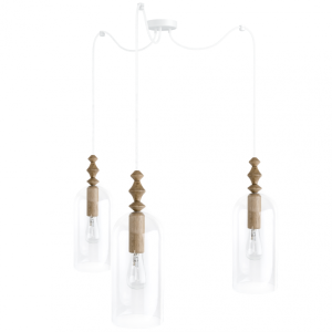 Loft Hulub 3 biała lampa wisząca KOLOROWE KABLE