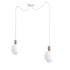Loft Ovoi 2 biała strukturalna lampa wisząca KOLOROWE KABLE