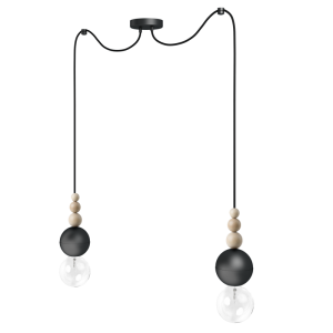 Loft Bala 2 czarna strukturalna lampa wisząca KOLOROWE KABLE