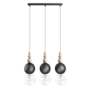 Loft Bala 3L czarna strukturalna lampa wisząca KOLOROWE KABLE