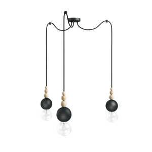 Loft Bala 3 czarna strukturalna lampa wisząca KOLOROWE KABLE