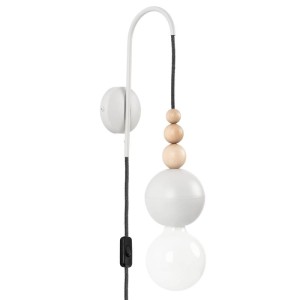 Lampa ścienna Loft Bala jasnoszary strukturalny kinkiet z czarną wtyczką i włącznikiem KOLOROWE KABLE