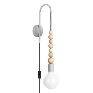 Lampa ścienna Loft Sfarer szary strukturalny kinkiet z wtyczką i włącznikiem Kolorowe Kable