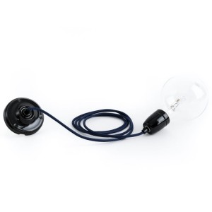 Loft Ceramic czarna ceramiczna lampa wisząca Kolorowe Kable