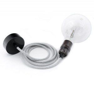 Lampa sufitowa Loft metal black chrome z czarną podsufitką KOLOROWE KABLE