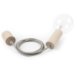 Drewniana lampa Loft Eco Line B lampa wisząca z beżowym przewodem KOLOROWE KABLE