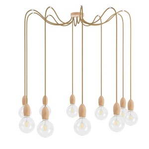 Drewniana lampa wisząca Loft Multi Eco Line X10 TYP A KOLOROWE KABLE