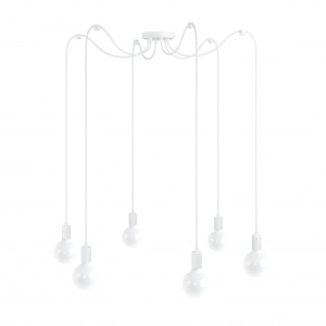 Biała lampa pająk Loft multi metal line X6 lampa wisząca KOLOROWE KABLE