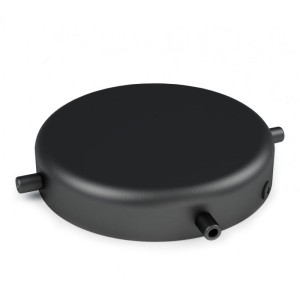 Duża metalowa osłonka sufitowa lakierowana w kolorze czarnym strukturalnym - czterokablowa, otwory boczne Kolorowe Kable