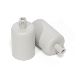 Jasnoszara metalowa osłonka sufitowa z jasnoszarą metalową blokadą przewodu Kolorowe Kable