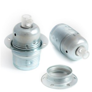 Oprawka metalowa E27 w kolorze cynku z pierścieniem Kolorowe Kable