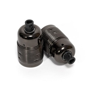 Oprawka metalowa E27 w kolorze czarnego chromu z długim gwintem Kolorowe Kable