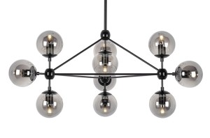 Lampa wisząca PLANETARIO 10 czarna klosze dymione – Moosee