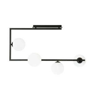 Lampa wisząca Soma czarny,złoty / klosz biały 4x E14 - Emibig