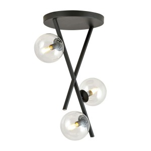 Lampa sufitowa River czarny / klosz transparentny 3x E14 - Emibig