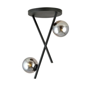 Lampa sufitowa River czarny / klosz grafitowy 2x E14 - Emibig