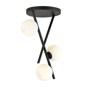 Lampa sufitowa River czarny / klosz biały 3x E14 - Emibig