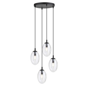 Lampa sufitowa Astral czarny / klosz transparentny 4x E14 - Emibig