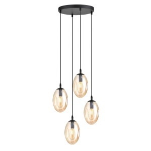 Lampa sufitowa Astral czarny / klosz miodowy 4x E14 - Emibig