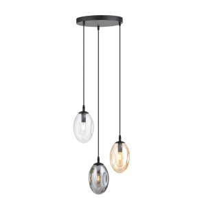 Lampa sufitowa Astral czarny / klosz grafitowy,transparentny,miodowy 3x E14 - Emibig