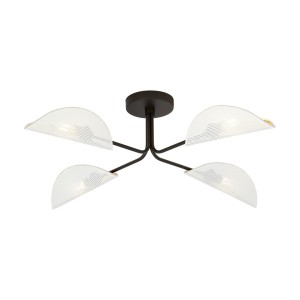 Lampa sufitowa Gomez czarny / klosz biały,złoty 4x E14 - Emibig